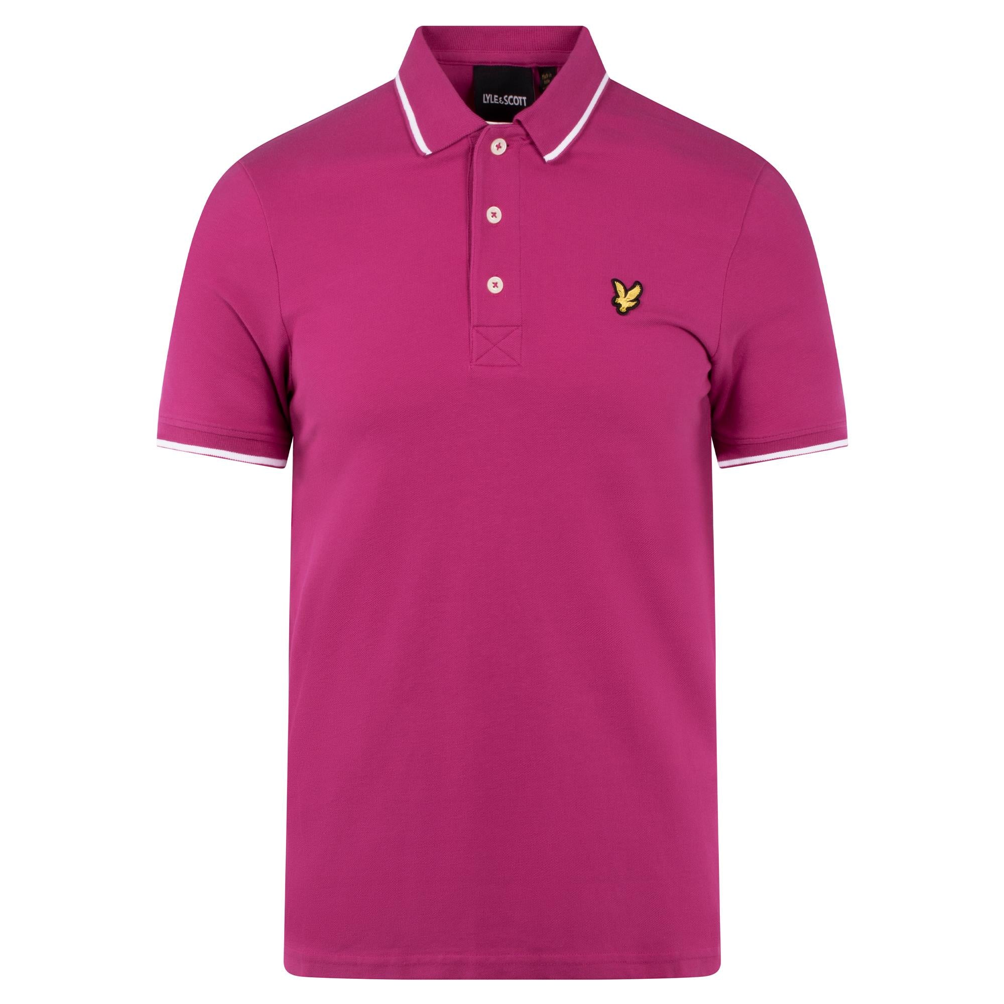 Lyle & Scott Tipped Mens Polo Shirt Fuschia/White
